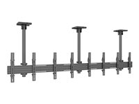Multibrackets M Menu Board Mount Pro MBC4X1U - Monteringssats (2 takplattor, 4 förlängningsrör (1,5 m), 4 skenor, 2 stångklämmor, 8 lutningsarmar, 2 skydd för takplattor) - för 4 LCD-bildskärmar - aluminium, stål - svart - skärmstorlek: 40"-65" - takmonterbar 7350073733958