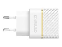 OtterBox Wall Charger - Strömadapter - 30 Watt - 3 A - PD 3.0, USB BC 1.2 (24 pin USB-C) - molndammig vit 78-80484