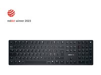 CHERRY KW X ULP - Tangentbord - bakgrundsbelyst - trådlös - 2.4 GHz, Bluetooth 5.2, USB - QWERTY - hela norden - tangentbrytare: CHERRY MX ultralåg profil - svart - plastfri förpackning G8U-27000LTBPN-2