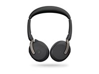 Jabra Evolve2 65 Flex MS Stereo - Headset - på örat - Bluetooth - trådlös - aktiv brusradering - USB-C - svart - med trådlös laddningsplatta - Certifierad för Microsoft-teams 26699-999-889