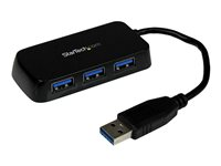 StarTech.com Bärbar SuperSpeed mini USB 3.0-hubb med 4 portar - Svart - Hubb - 4 x SuperSpeed USB 3.0 - skrivbordsmodell - för P/N: FCREADMICRO3, MSDREADU3CA, USB3S2ESATA3 ST4300MINU3B