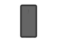 Belkin BoostCharge - Power bank - 20000 mAh - 15 Watt - 3 A - 3 utdatakontakter (24 pin USB-C, 2 x USB) - på kabel: USB-C - svart BPB012BTBK