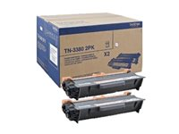 Brother TN3380 2PK - 2-pack - svart - original - tonerkassett - för Brother DCP-8110, 8150, 8155, 8250, HL-5450, 5470, 6180, MFC-8510, 8520, 8710, 8910, 8950 TN3380TWIN