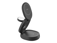 Belkin BoostCharge - Trådlöst laddställ - 3-in-1, magnetic, compact + växelströmsadapter - 15 Watt - svart WIZ034KQBK