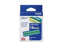 Brother TZe-741 - Standardlim - svart på grön - Rulle (1,8 cm x 8 m) 1 kassett(er) bandlaminat - för Brother PT-D600; P-Touch PT-1880, D450, D800, E550, P750, P900, P950; P-Touch EDGE PT-P750 TZE741