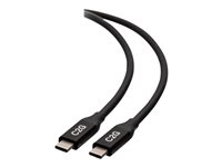C2G 2.5ft (0.8m) USB-C Male to USB-C Male Cable (20V 5A) - USB4 (40Gbps) - USB-kabel - 24 pin USB-C (hane) till 24 pin USB-C (hane) - USB 2.0 / USB 3.2 / USB4 / Thunderbolt 3 - 20 V - 5 A - 80 cm - reversibla kontakter, stöd för 8K, guldblinkade kontakter, USB-strömförsörjning (100W) - svart C2G28877