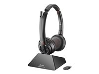 Poly Savi 8220 - Savi 8200 series - headset - på örat - DECT / Bluetooth - trådlös - USB-A via Bluetooth-adapter - svart - UC-certifierad, Certifierad för Microsoft-teams 8D3F5AA