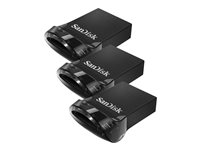 SanDisk Ultra Fit - USB flash-enhet - 32 GB - USB 3.1 - svart (paket om 3) SDCZ430-032G-G46T