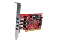 StarTech.com PCI-kortadapter med 4 USB 3.0-portar och SATA/SP4-ström - USB-adapter - PCI-X låg profil - USB 3.0 x 4 - röd - för P/N: HBS304A24A, S3510BMU33, S3510SMU33, UNI251BMU33, USB221SS PCIUSB3S4