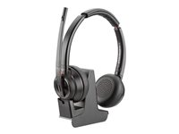 Poly Savi 8220 - Savi 8200 series - headset - på örat - DECT / Bluetooth - trådlös - USB-A via Bluetooth-adapter - svart - UC-certifierad, Certifierad för Microsoft-teams 8D3F5AA