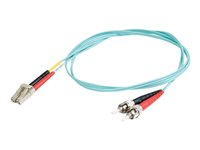 C2G LC-ST 10Gb 50/125 OM3 Duplex Multimode PVC Fiber Optic Cable (LSZH) - Nätverkskabel - ST-läge (multi-mode) (hane) till LC multiläge (hane) - 2 m - 2 m - fiberoptisk - duplex - 50/125 mikron - OM3 - halogenfri - havsblå 85541