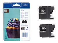 Brother LC123BK - 2-pack - Lång livslängd - svart - original - blister med akustiskt / elektromagnetiskt alarm - bläckpatron - för Brother DCP-J100, J105, J132, J152, J552, J752, MFC-J245, J470, J650, J6520, J6720, J6920 LC123BKBP2DR
