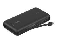 Belkin BoostCharge - Strömförsörjningsbank - med integrerad kabel - 20000 mAh - 30 Watt - PD - 3 utdatakontakter (2 x USB-C, USB) - svart BPB024HQBK